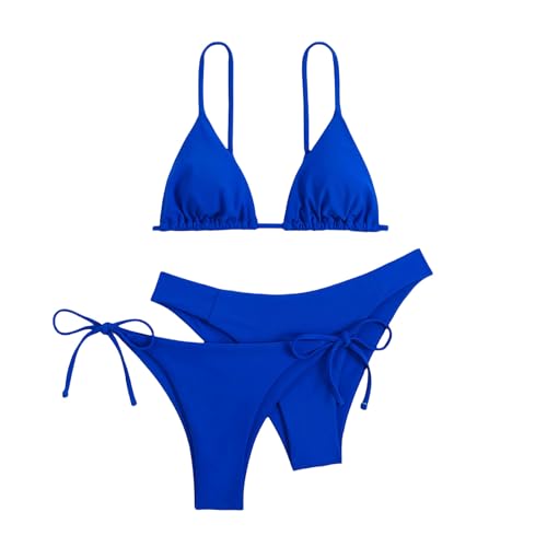 Gyios Badeanzug Damen Women 3pc Bandau Bandage Bikini Set Push Up Badode Bikini Top Bikini Top-blau-m von Gyios