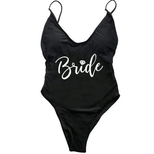 Gyios Bikini Damen Brautteam Print Badebekleidung Frauen One Stück Badeanzug Hochzeitsfeier Badeanzug Strandwege Sexy Bodysuit Monokin-065blwh-xl von Gyios