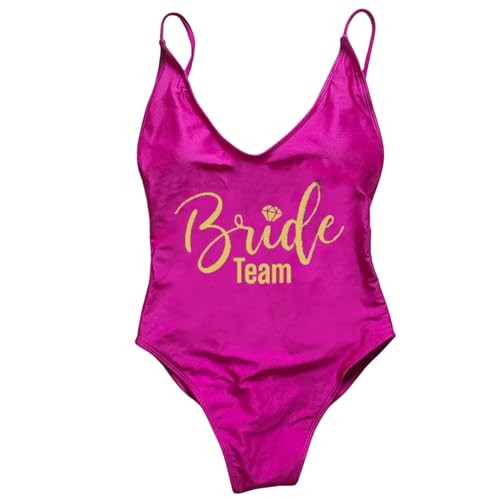 Gyios Bikini Damen Brautteam Print Badebekleidung Frauen One Stück Badeanzug Hochzeitsfeier Badeanzug Strandwege Sexy Bodysuit Monokin-066pugd-m von Gyios