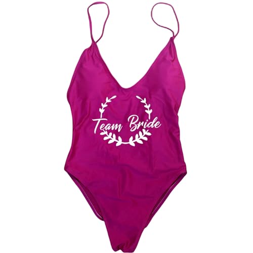 Gyios Bikini Damen EIN Stück Badeanzug Frauen Badebekleidung Team Braut Goldener Print Junggeselle Party Strandbekleidung-lila-l von Gyios