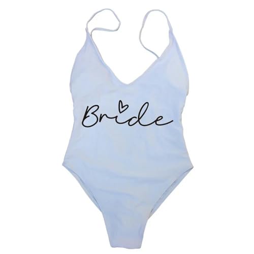 Gyios Bikini Damen S-XL Gepolstert Badeanzugteam Braut & Braut Weiblicher Einteiliger Badeanzug Frauen Bachelorette Party Monokini Beachwear-Braut 1-XL von Gyios