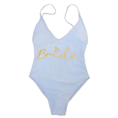 Gyios Bikini Damen S-XL Gepolstert Badeanzugteam Braut & Braut Weiblicher Einteiliger Badeanzug Frauen Bachelorette Party Monokini Beachwear-Braut 2-l von Gyios