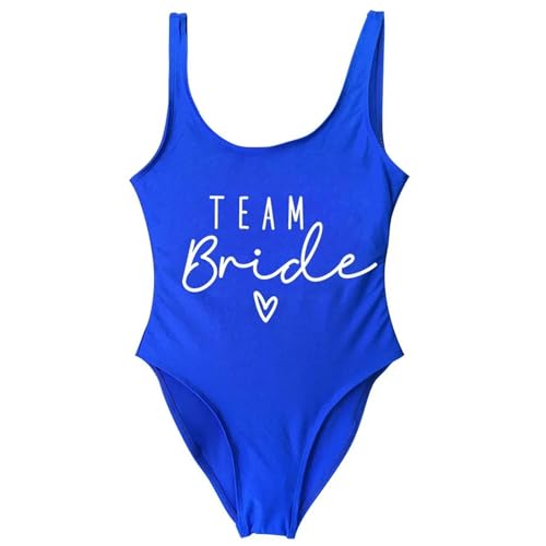 Gyios Bikini Damen Team Braut Einteilige Badeanzug-Kader Frauen Badelorette Party Badeanzug Strandbekleidung Badeanzug-königsblau-XL von Gyios