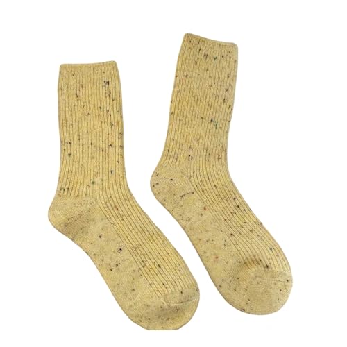 Gyios Dicke Socken 6 Paare Verdickte Feste Farbe Frauen Socken Wolle Socken Mittlere Rohrstapelsocken-gelb von Gyios