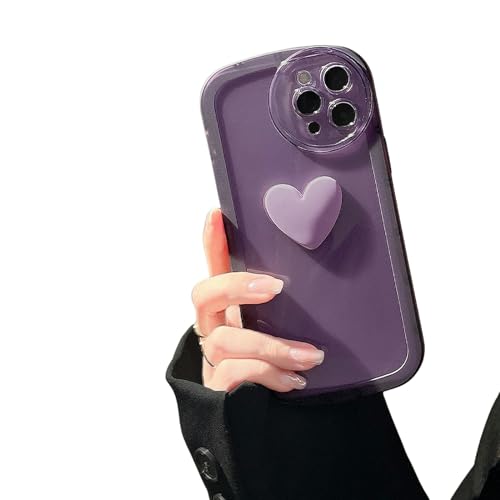 Gyios Handyhülle Pure Color Love Anwendbares Phone13 Pro Max Max 12 Mobiltelefon Fall 11 Silica Gel 15 Einfache Softschale-lila-14promax von Gyios