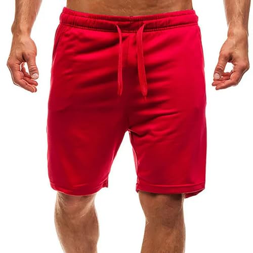 Gyios Kurze Hosen Herren Herrenfarbe Color Casual Sportshorts Lose Sommer Strand Shorts Plus Size Elastic Taille Draw String Herrenhosen-rot-XL von Gyios
