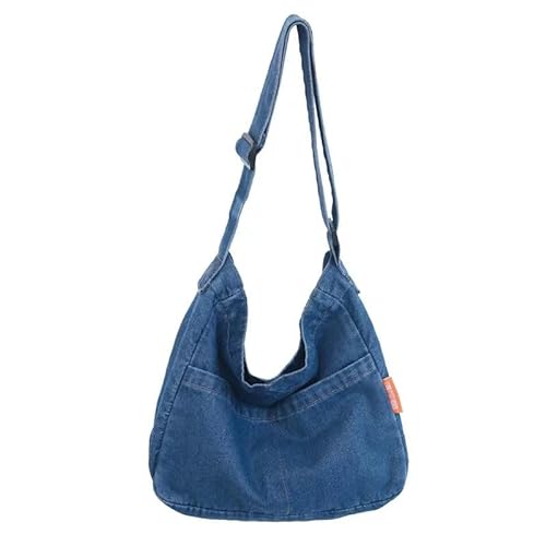 Gyios rucksack damen Blue Denim Fabric Crossbody Bags Multipocket Messenger-tasche Große Kapazität Schulterkäufer Frauen Handtasche-dunkelblau-30x14x27cm von Gyios