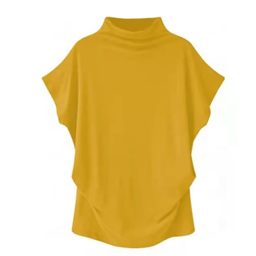 Gyios t Shirt Damen Stilvolle Frauen Lässig Casual Therteck Short T-Shirts Elegant Solide Lose Bluse Vintage Tops Shirts Oversize S-6xl-gelb-5xl von Gyios