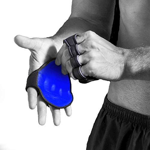 GymPaws PRO Original Alternative zu Workout-Handschuhen, echtes Leder, 4 Fingerschlaufe, schweißfeste Rückseite, waschbar, trocknergeeignet, Unisex für Damen und Herren (blauer Stahl) von GymPaws
