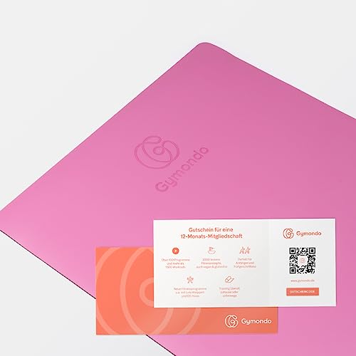 Gymondo Trainingsmatte aus Naturkautschuk - inklusive Gymondo Online-Fitness-Mitgliedschaft für 12 Monate (Pink) von Gymondo