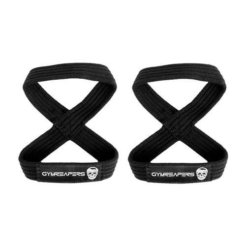 Figur 8 Hebebänder für Kreuzheben, Powerlifting, Strongman und Cross-Training (schwarz, mittel) von Gymreapers