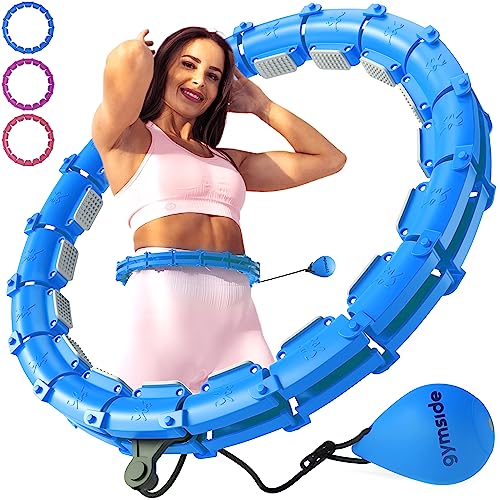Gymside Hoopside - Smart Hula Hoop zum ununterbrochen Hullern, Fällt Nicht herunter, geeignet für Anfänger, Hula Hoop zum abnehmen und fit Werden, mit Massagenoppen, 24 Abnehmbare Glieder (Blau) von Gymside