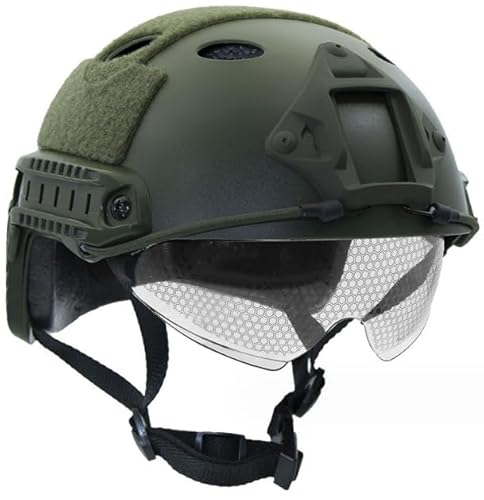 H Welt EU Airsoft Tactical Military Style Fast PJ SWAT Helm mit Brille für CQB/Nahkampf Paintball, Herren, OD Green von HANSTRONG GEAR