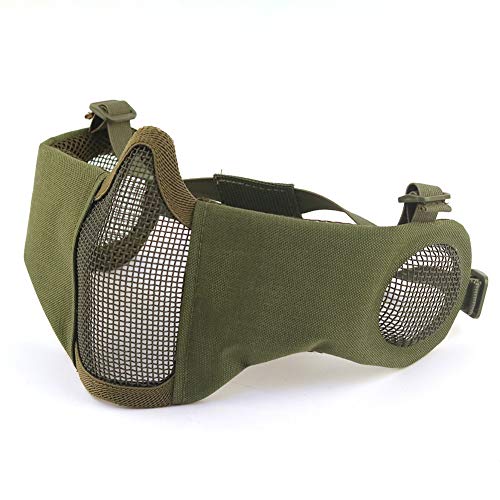 HANSTRONG GEAR H World EU Tactical Airsoft Metal Mesh Breathable Protective Half Face Mask with Ear Cover OD von HANSTRONG GEAR