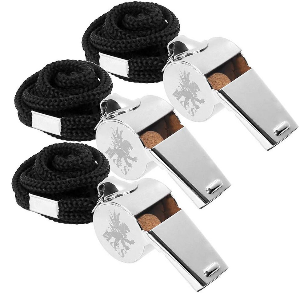 H&S Trillerpfeife Edelstahl Trillerpfeife Set mit 3 Stück, (1-St), Edelstahl Trillerpfeife 3er Set von H&S