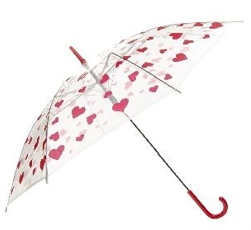 HAAC Transparenter Romantischer Regenschirm Herz Pink 85 cm von HAAC