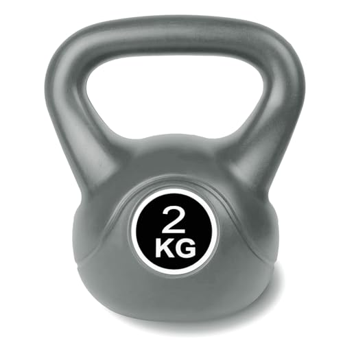 Kugelhantel 2kg Grau Kettlebell Schwunghantel Rundgewicht Fitness Krafttraining Kugelgewicht von HAC24