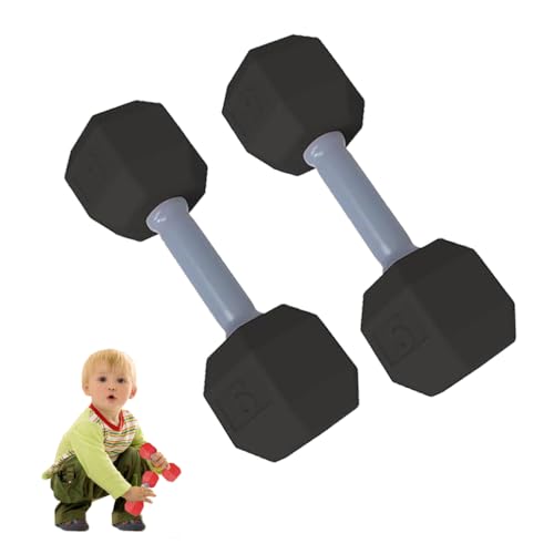 2pcs Dumbbell Toy, Hand Weights Lightweight Portable, Cute Baby Weights Toys, Kids Arm Hand Weights Dumbbells, Kid Nursery Funny Gift, for Active Play And Promoting An Active Lifestyle (Black) von HADAVAKA