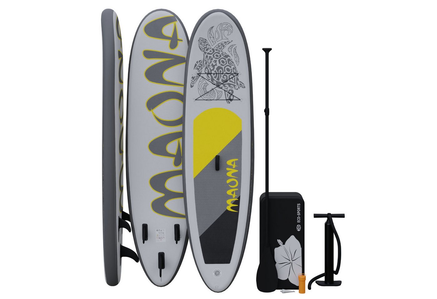 HAGO Inflatable SUP-Board Stand Up Paddle-Board MAONA SUP Board Komplettset 308 cm Länge Alu-Pad von HAGO