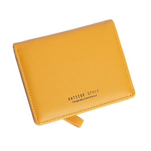 HAIWILL Geldbörse Damen Klein Mini Portemonnaie Damen mit RFID Blockierung Portemonnaie Damen mit ReißVerschlusstasche und 10 Kartenfächern (Gelb) von HAIWILL