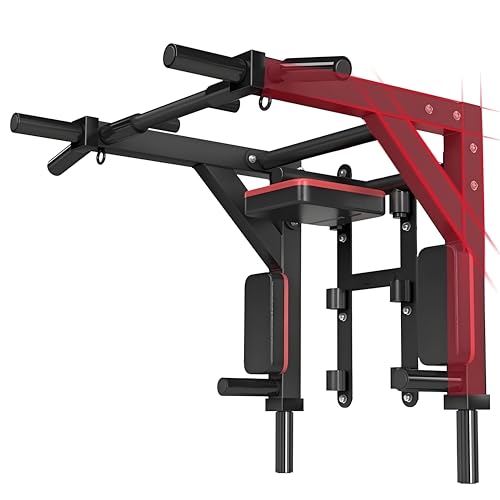 HAKENO Multifunktionelle Klimmzugstange für die Wandmontage Dip Station 2 in1 Pull Up Bar Wand Belastbarkeit bis 500kg von HAKENO