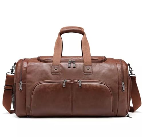 Sporttasche Reisetasche Aus Leder, Weekend Gym Business Travel Duffle Bag, Handgepäcktasche Für Den Täglichen Geschäftsgebrauch Reisetasche(Color:A) von HALAHAI