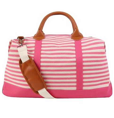 Sporttasche Reisetaschen Mit Reißverschluss, Canvas-Tasche, Weekender-Übernachtungstasche Für Damen, Handgepäck-Seesack Reisetasche(Color:F) von HALAHAI