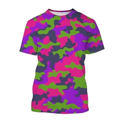 HAN MAN XIU Bunte 3D-Druck Camouflage Druck T-Shirt Männer Frauen lässig kurzärmelige Tops Kleidung von HAN MAN XIU
