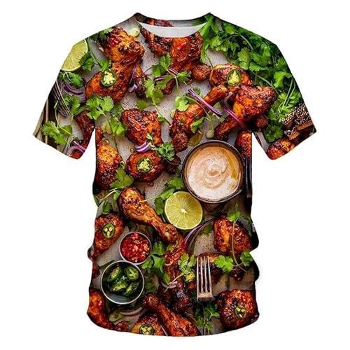 HAN MAN XIU Burger Pizza kreative Lebensmittel Muster T-Shirt für Jungen und Mädchen lässige kurzärmelige Kleidung von HAN MAN XIU