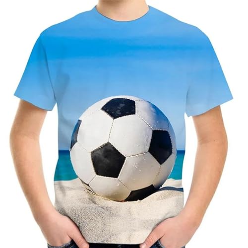 HAN MAN XIU Fußball Grafik Print T-Shirt Jungen Mädchen Casual Rundhalsausschnitt Tops Kleidung von HAN MAN XIU