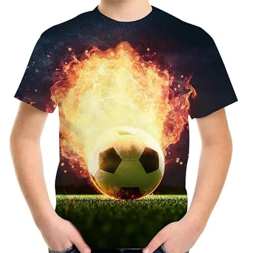 HAN MAN XIU Fußball bedrucktes T-Shirt Jungen Mädchen Casual Rundhalsausschnitt Tops Kleidung von HAN MAN XIU
