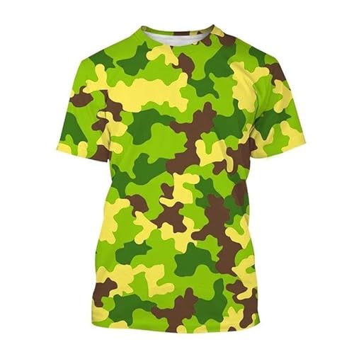 HAN MAN XIU Grün 3D-Druck Camouflage Druck T-Shirt Männer Frauen lässig Kurze Ärmel Tops Kleidung von HAN MAN XIU