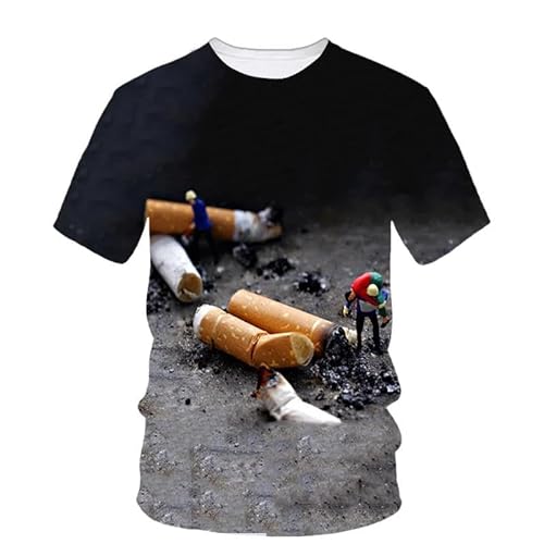 HAN MAN XIU Tobacco dreidimensionalen Druck T-Shirt Männer Frauen Sommer Kurzarm Rundhalsausschnitt Tops Kleidung von HAN MAN XIU