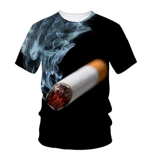 HAN MAN XIU Tobacco dreidimensionalen Druck T-Shirt Männer und Frauen Sommer Kurzarm Rundhalsausschnitt Kleidung von HAN MAN XIU