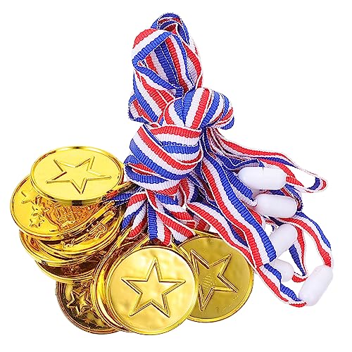 HANABASS 30 Stück Kinder Kunststoff Goldmedaille Interessantes Medaillenspielzeug Zarte Fußballmedaille Sporttreffen Medaillen Medaillenbelohnung Für Kinder Simulationsmedaille von HANABASS