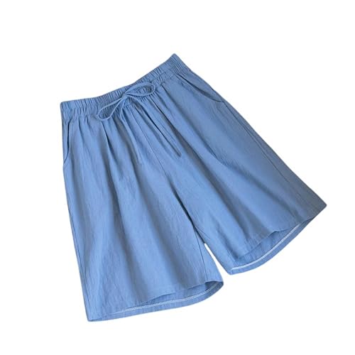 HANGWWZQ Damen-Shorts Frauen Shorts Sommer Casual Shorts High Taille Lose Shorts Für Weibliche Shorts-Blau-L von HANGWWZQ