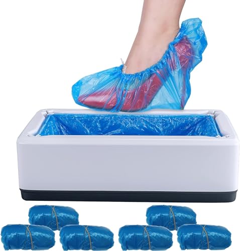 SANGOGO Schuhüberzüge Einweg-Anti-Rutsch-Booties für Schuhüberzieher Automatischer Spender mit 100 Stück Kunststoff-Überschuhen für den Innenbereich Home Office Supermarkt von SANGOGO