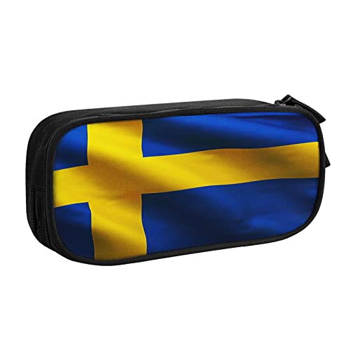 HAOSOFT Federmäppchen Mäppchen Schwedische Flagge Schweden Federtaschen Stiftetasche Geeignet für Schule Büro Jungen Mädchen Kinder Studenten Große Federtasche von HAOSOFT