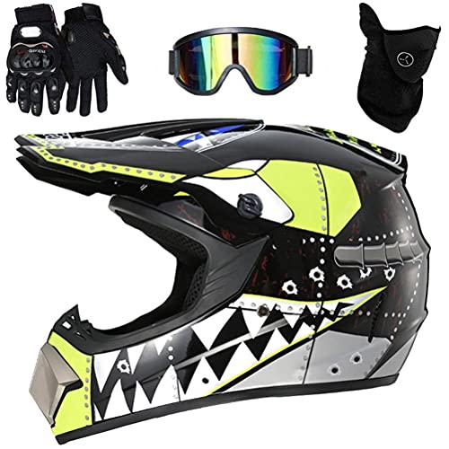HAOXU Motocross Helmet Full Face MTB Helmet Off-Road Electric Dirt Bike Motorcycle/Mountain Bike Helmet with Goggles Gloves Face Shield von HAOXU