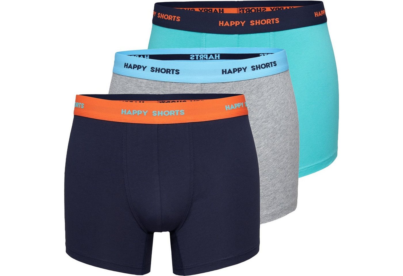 HAPPY SHORTS Boxershorts 3 Stück Happy Shorts Jersey Trunk Herren Boxer Pant orange grau türkis (1-St) von HAPPY SHORTS