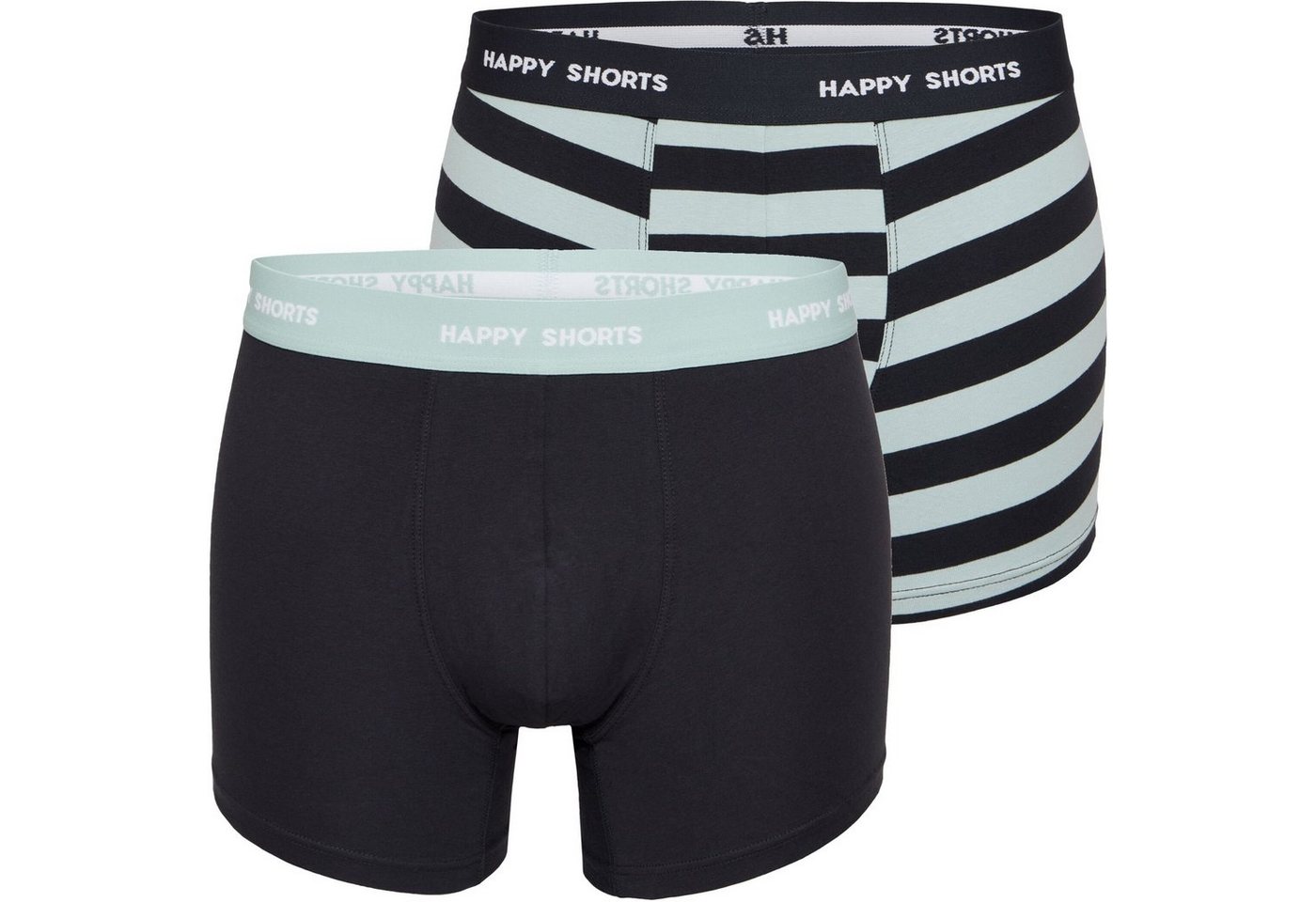 HAPPY SHORTS Trunk 2 Happy Shorts Jersey Trunk Herren Boxershort Boxer Pant Minz Streifen (1-St) von HAPPY SHORTS