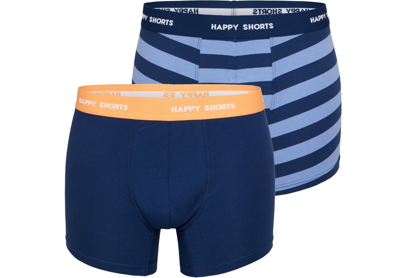 HAPPY SHORTS Trunk 2 Happy Shorts Jersey Trunk Herren Boxershorts Pant Blau Streifen (1-St) von HAPPY SHORTS