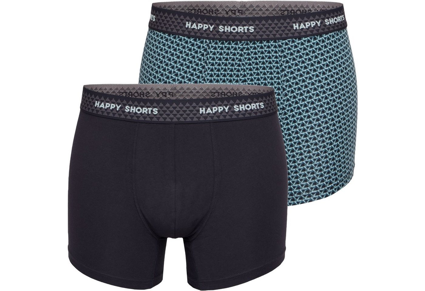 HAPPY SHORTS Trunk 2 Happy Shorts Jersey Trunk Herren Boxershorts Pant Minze Dreiecke (1-St) von HAPPY SHORTS