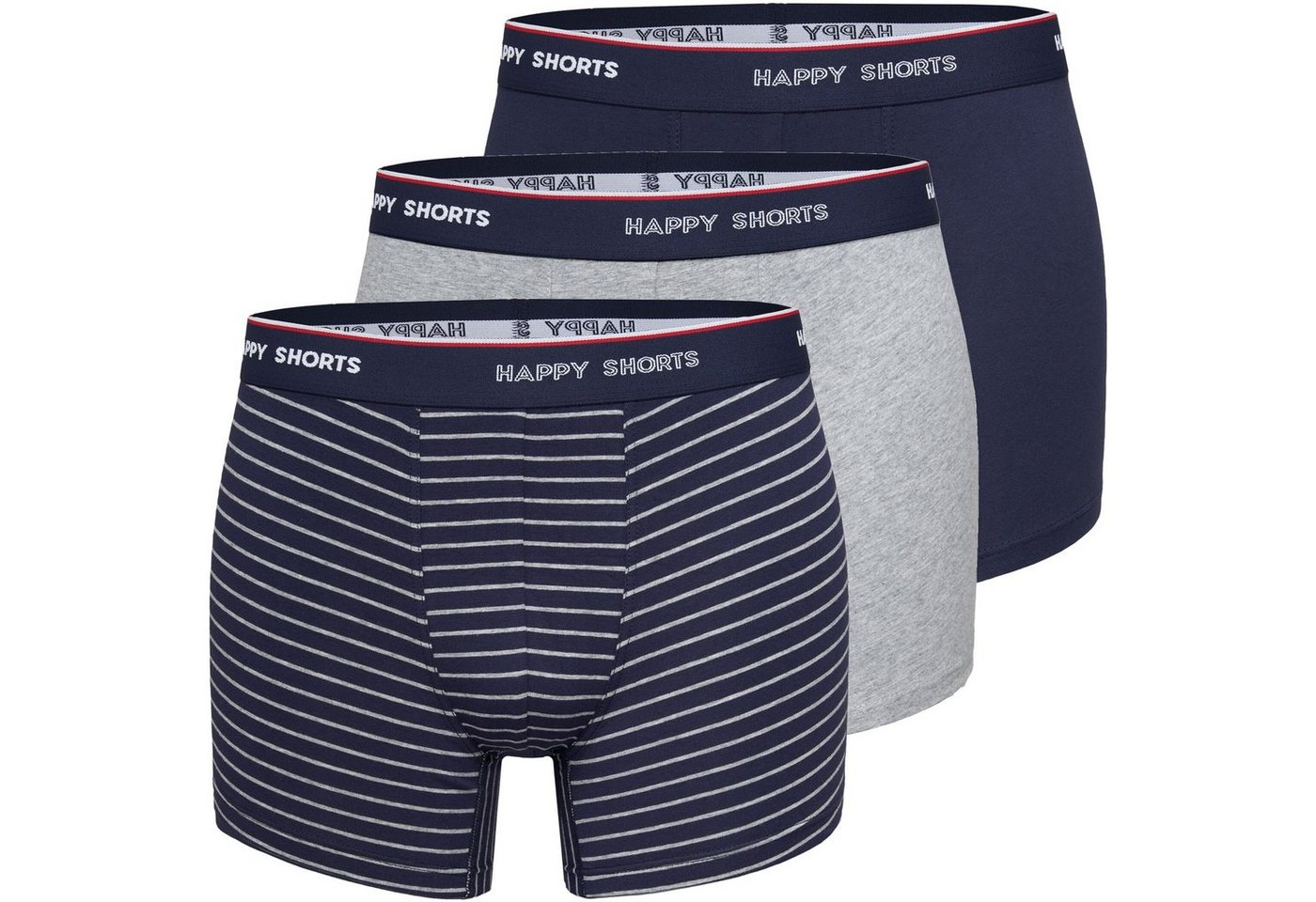 HAPPY SHORTS Trunk 3er Pack Happy Shorts Boxershort Pant Jersey marine maritime Streifen (1-St) von HAPPY SHORTS