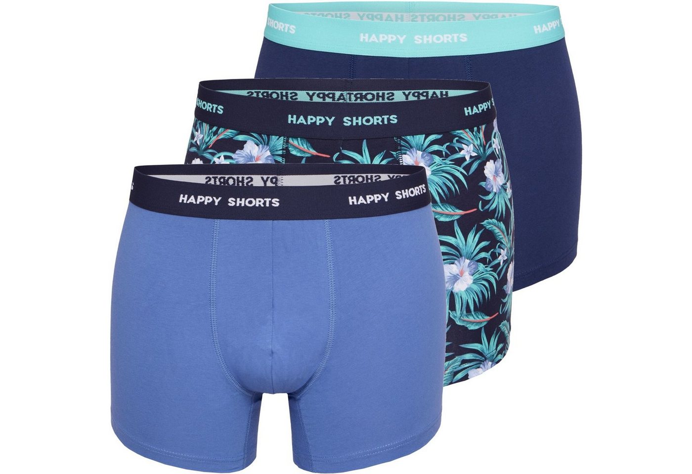 HAPPY SHORTS Trunk 3er Pack Happy Shorts Boxershorts Pants Boxer Fun marine blau hawaii (1-St) von HAPPY SHORTS