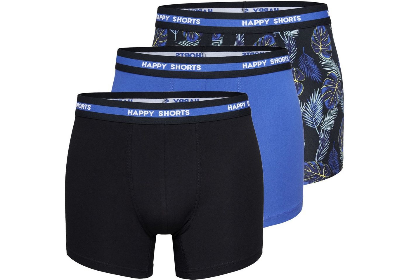 HAPPY SHORTS Trunk 3er Pack Happy Shorts Boxershorts Pants Boxer Jersey Blätter - Leaves (1-St) von HAPPY SHORTS