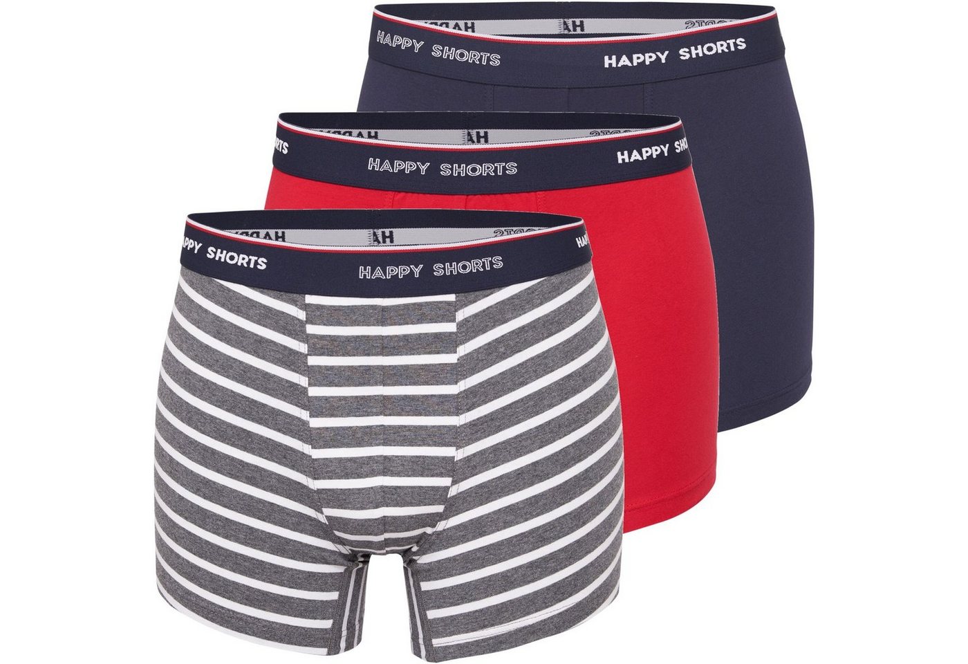 HAPPY SHORTS Trunk 3er Pack Happy Shorts Boxershorts Pants Boxer Jersey maritime Streifen (1-St) von HAPPY SHORTS