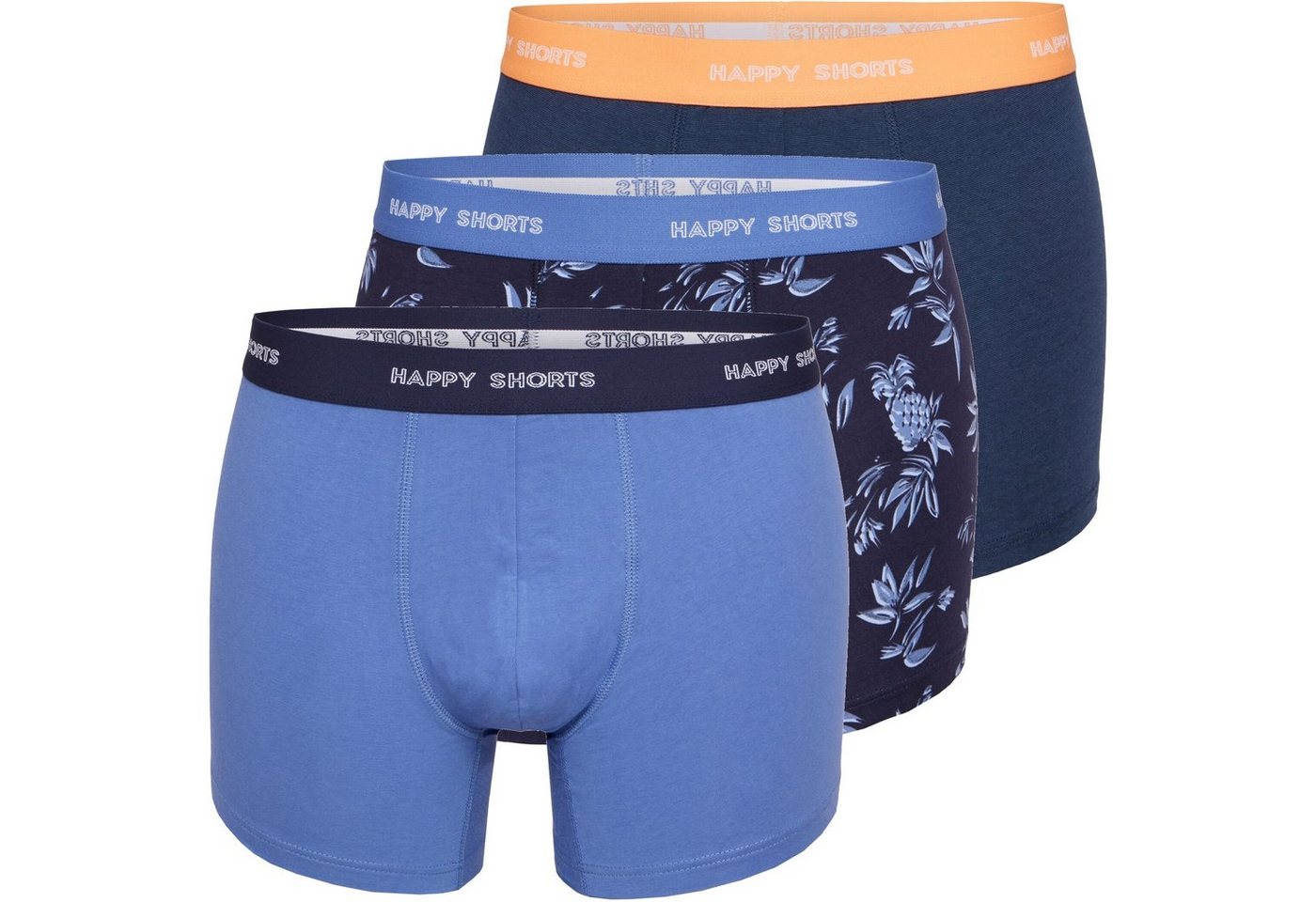 HAPPY SHORTS Trunk 3er Pack Happy Shorts Boxershorts Pants Fun marine orange Palme ananas (1-St) von HAPPY SHORTS