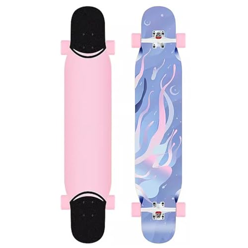 44" Skateboards Erwachsene Longboards für Jungen, Skateboard Mädchen Pro Longboard Kinder für Anfänger, Longboard Skateboard für Cruising, Free Style, Downhill und Tanzen (Color : B) von HAQMG
