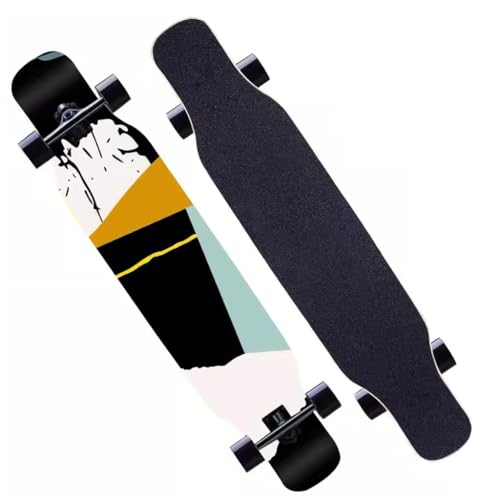 46 Zoll Skateboard Deck Cruiser Longboard Drop Durch Longboards für Jungen Mädchen 8 Ebenen Ahornholz Long Boards Skateboards für Kinder Erwachsene Anfänger (Color : Style E) von HAQMG
